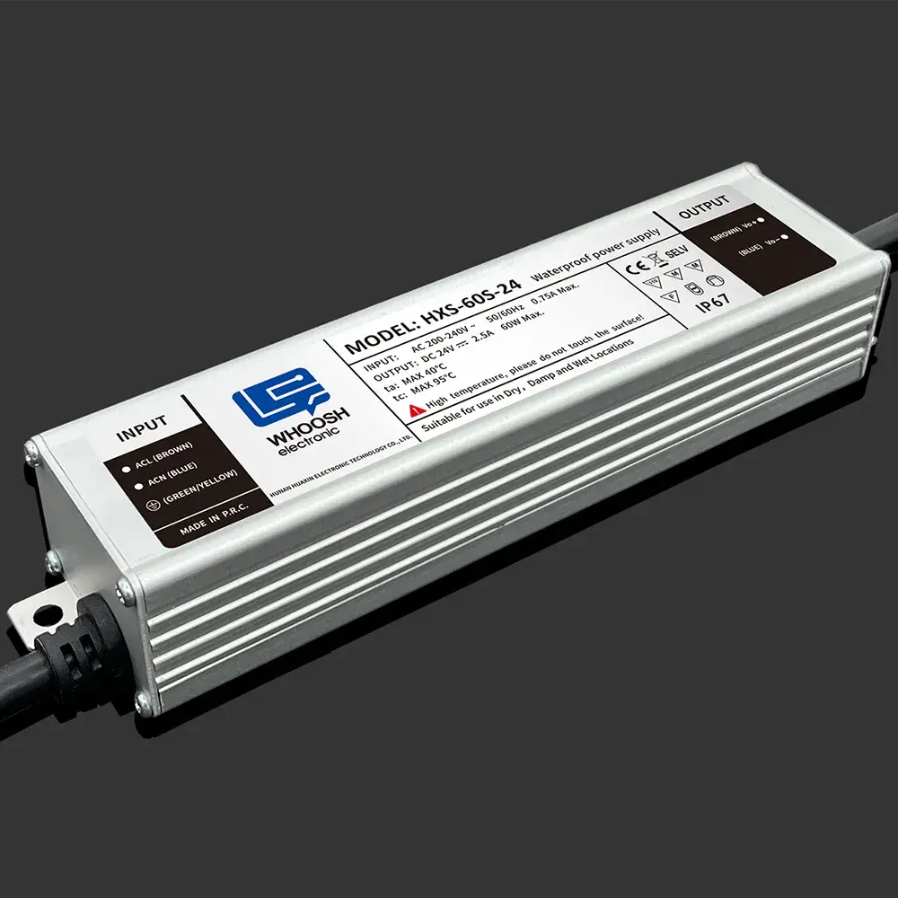 Bekalan kuasa kalis air IP67 60W 12V 24V Perumahan Aluminium Bersepadu dengan silikon tertutup sepenuhnya Harga Kilang